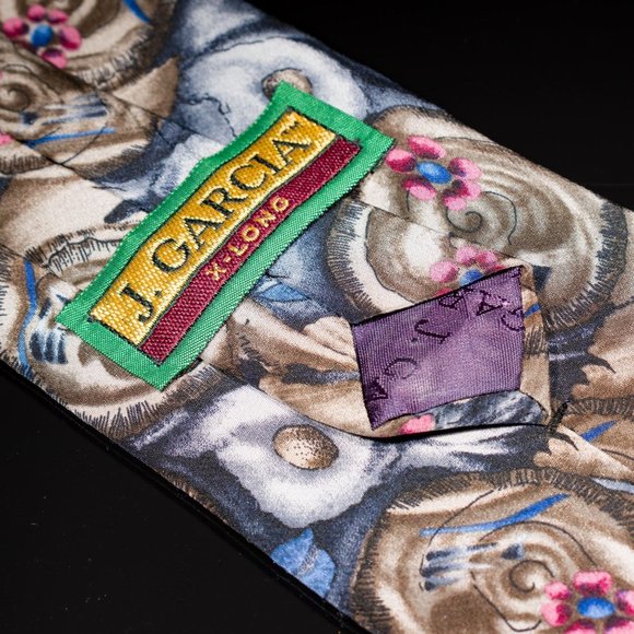 Vintage J. Garcia "Snail Garden" Collection 9 Designer 100$ Silk Tie XL - Picture 3 of 5